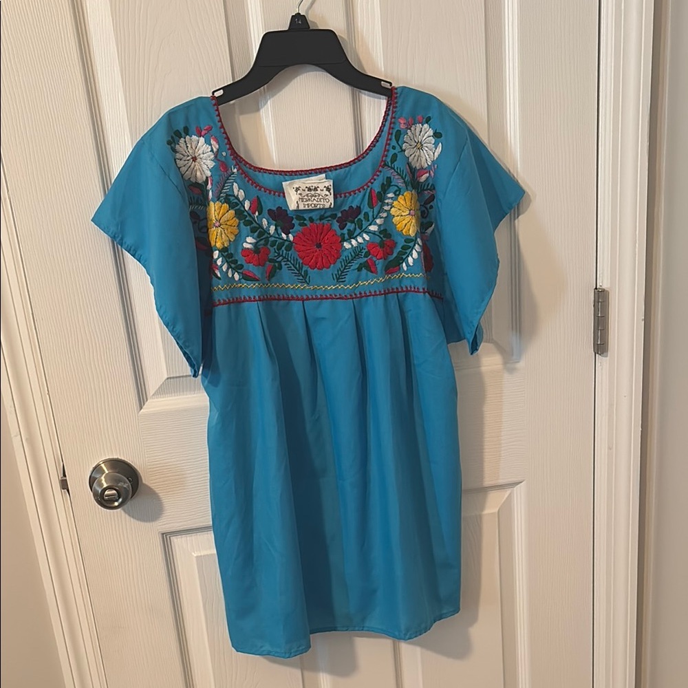 Embroidered Blue Top